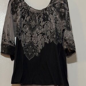 Chico’s Elegant Black and Gray Women's Top